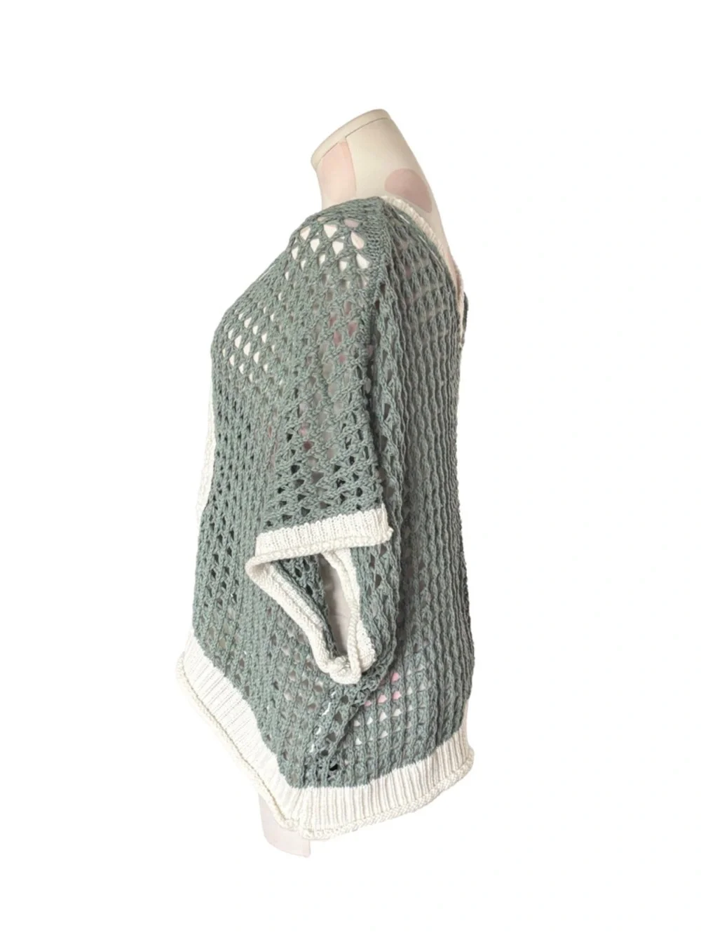 Open Crochet Oversized Peace Sign Sweater - POL - Picture 6 of 10